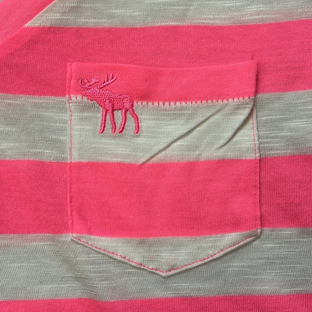 NWOT Vintage Abercrombie & Fitch Summer Striped Neon V Neck Tee Shirt - Picture 3 of 6